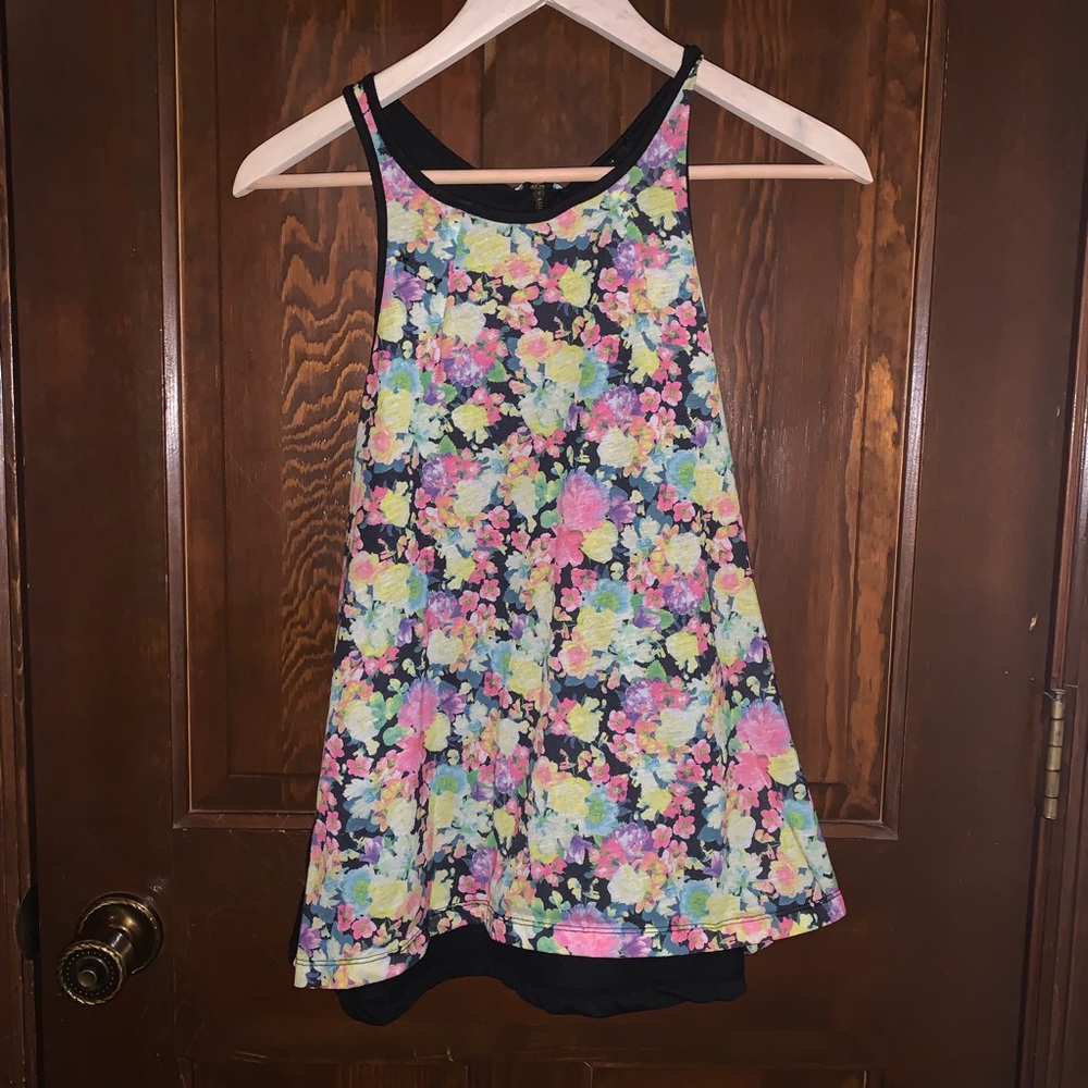 H&M Bright Rainbow Floral Tank Top